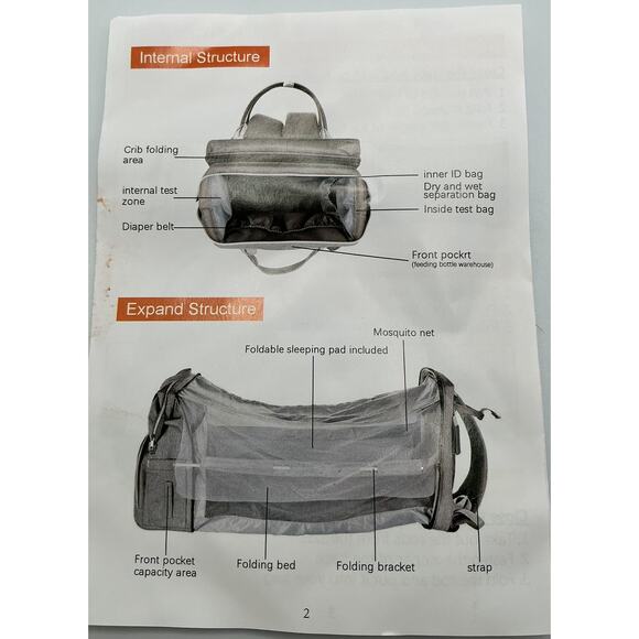 Midibeini Multifunction “Mommy‎ Backpack” and Bed - Picture 7 of 9